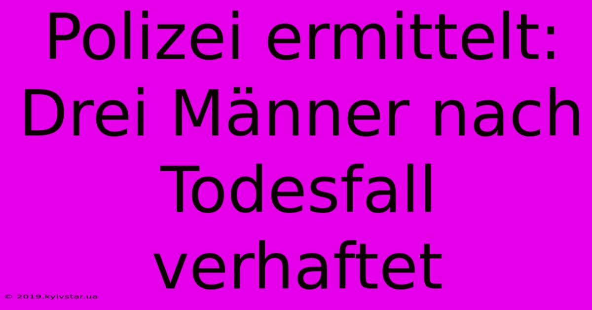 Polizei Ermittelt: Drei Männer Nach Todesfall Verhaftet