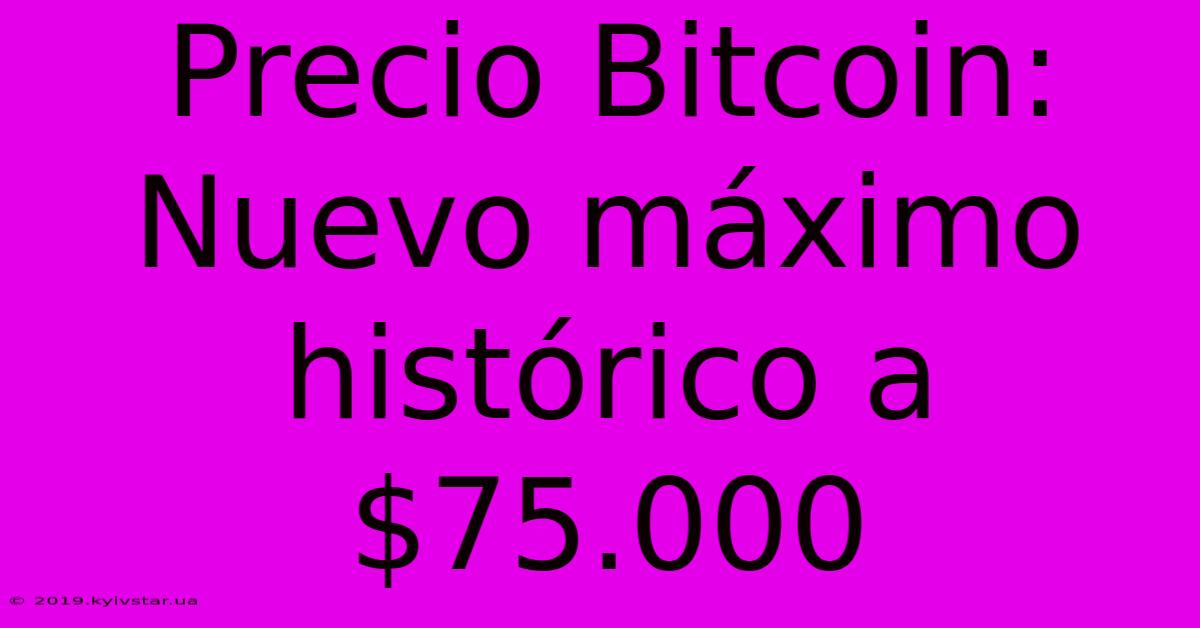 Precio Bitcoin: Nuevo Máximo Histórico A $75.000