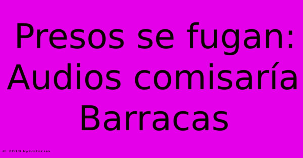 Presos Se Fugan: Audios Comisaría Barracas