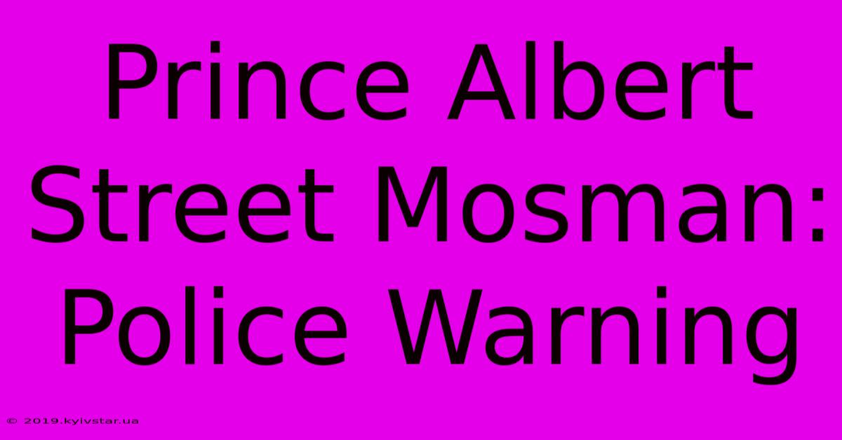 Prince Albert Street Mosman: Police Warning