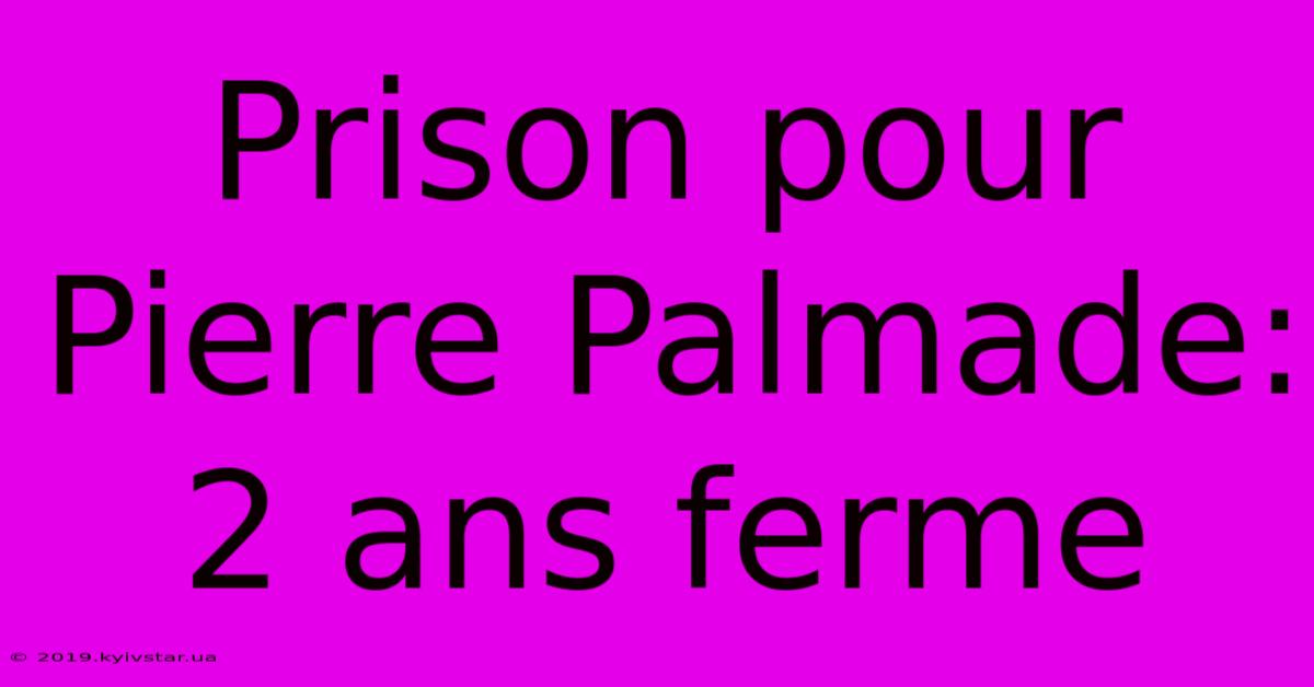 Prison Pour Pierre Palmade: 2 Ans Ferme