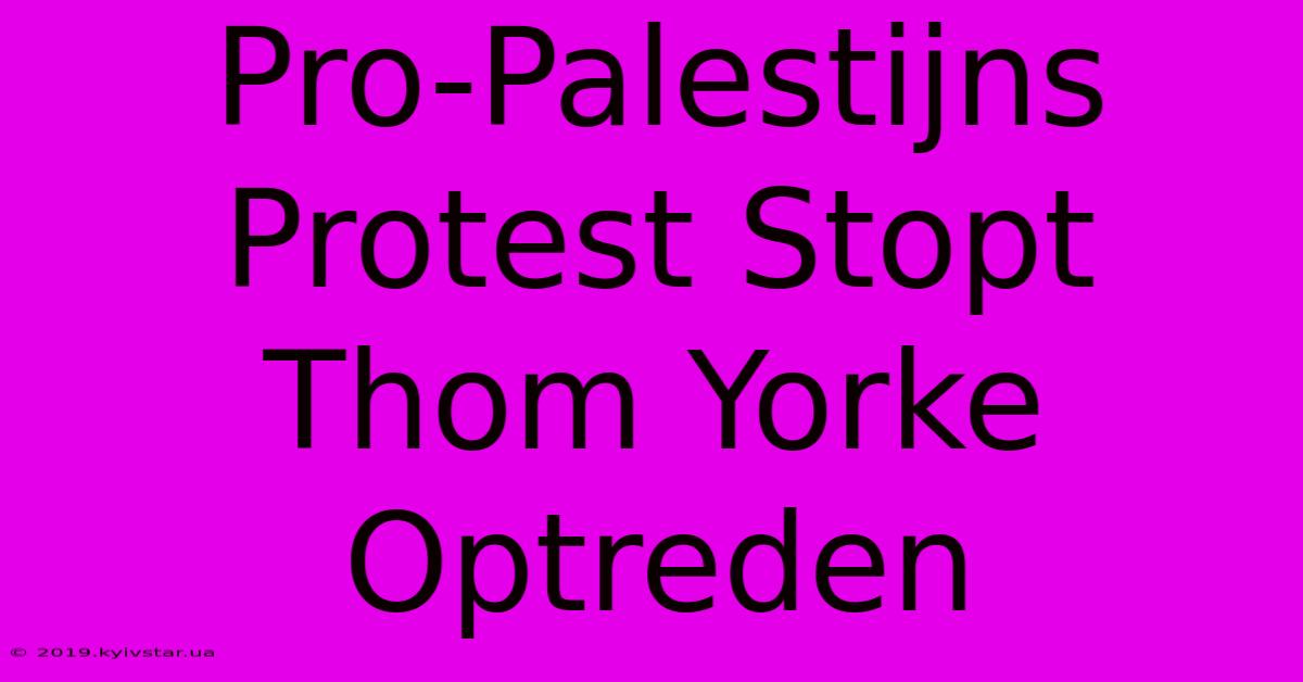 Pro-Palestijns Protest Stopt Thom Yorke Optreden