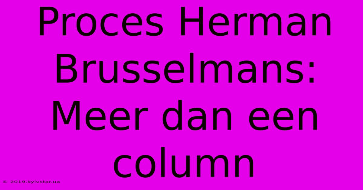 Proces Herman Brusselmans: Meer Dan Een Column