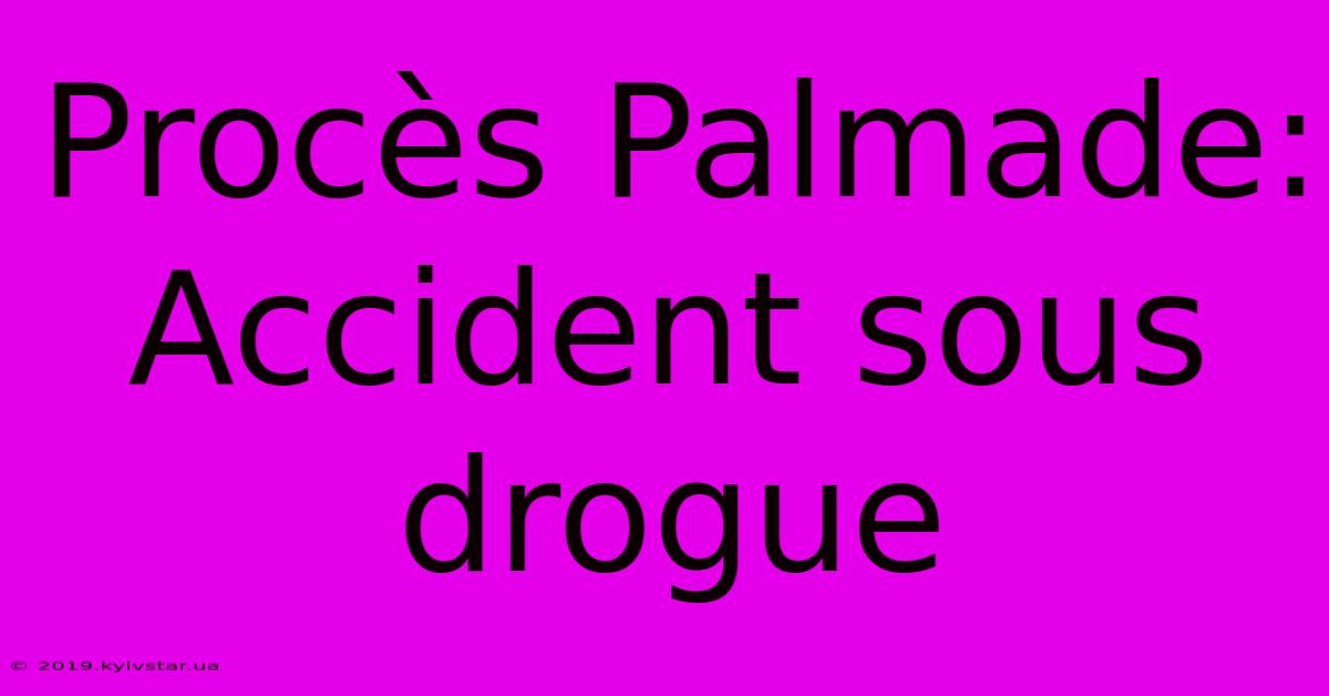 Procès Palmade: Accident Sous Drogue