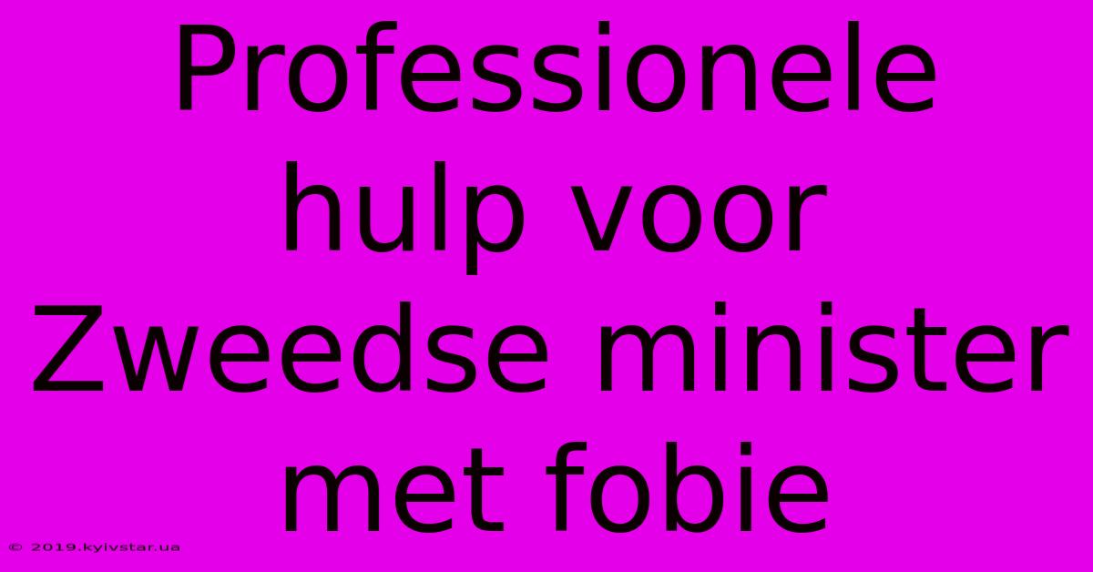 Professionele Hulp Voor Zweedse Minister Met Fobie