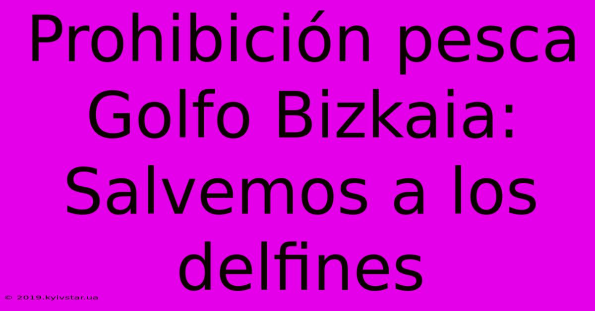 Prohibición Pesca Golfo Bizkaia:  Salvemos A Los Delfines