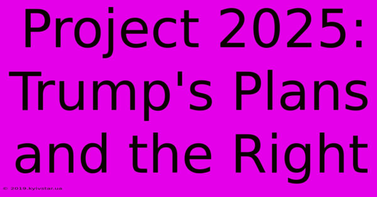 Project 2025: Trump's Plans And The Right 