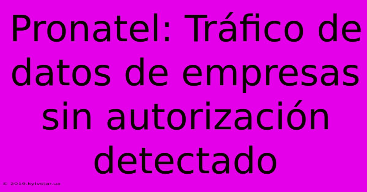 Pronatel: Tráfico De Datos De Empresas Sin Autorización Detectado