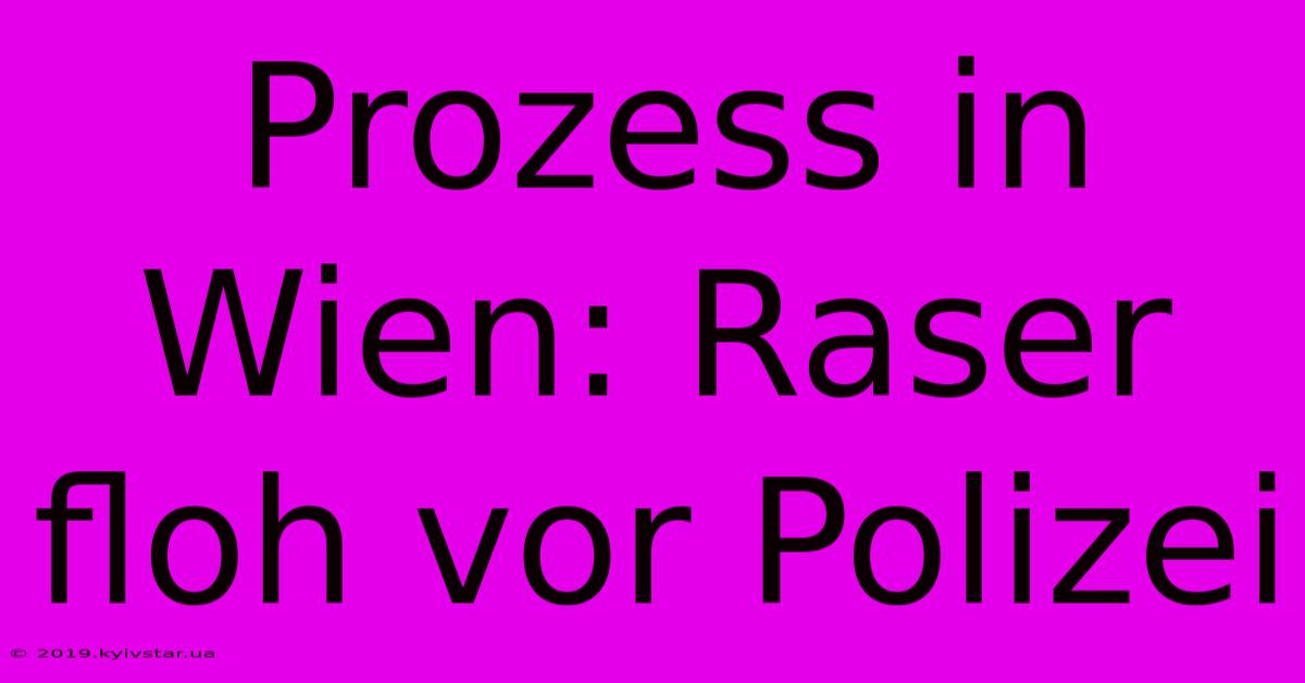 Prozess In Wien: Raser Floh Vor Polizei 