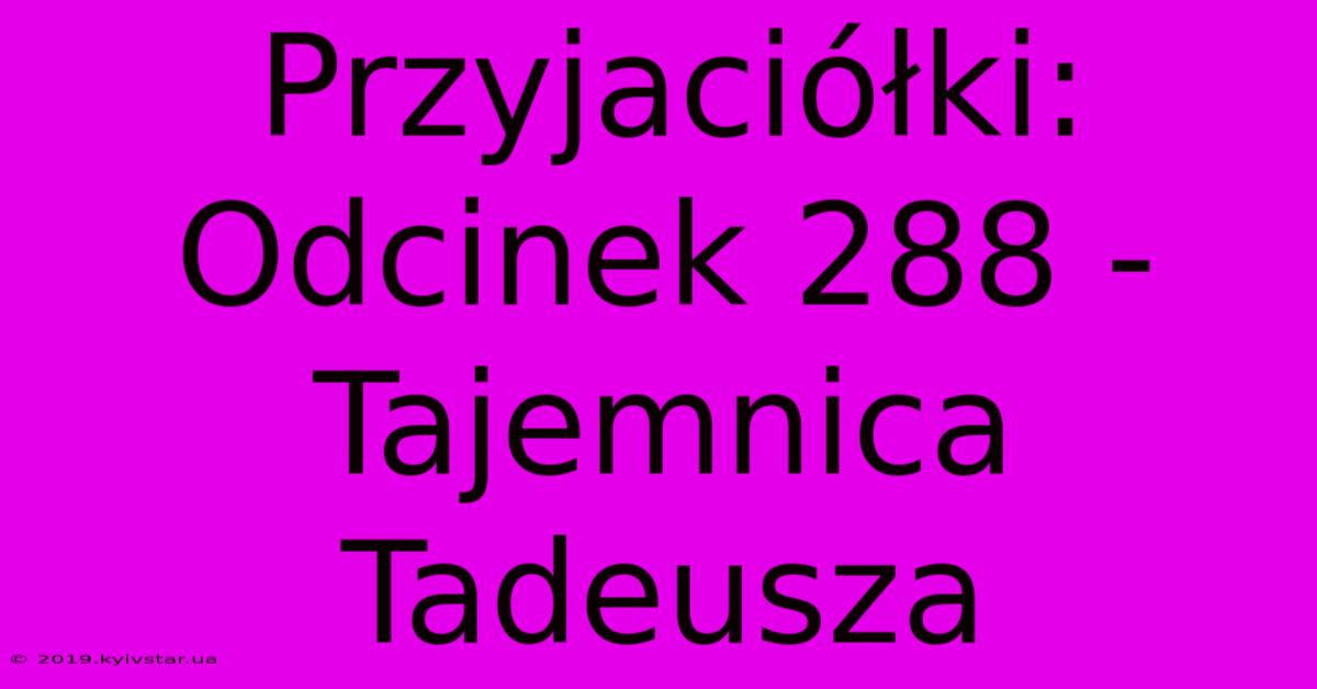 Przyjaciółki: Odcinek 288 - Tajemnica Tadeusza