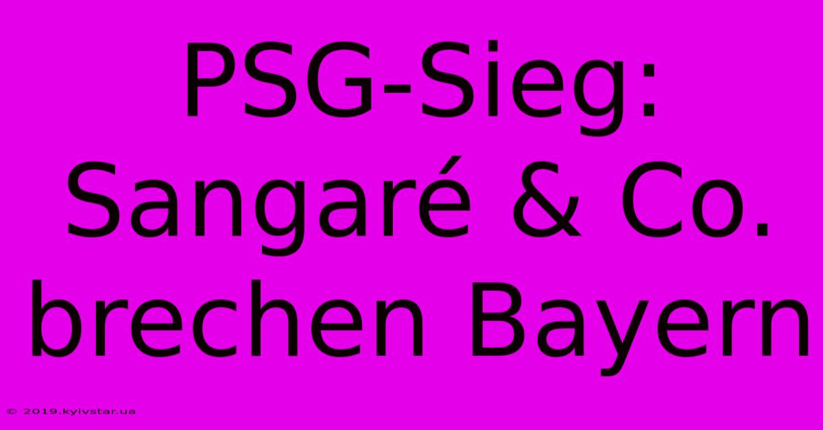 PSG-Sieg: Sangaré & Co. Brechen Bayern