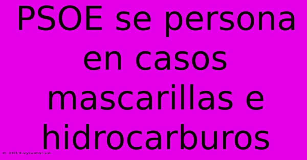 PSOE Se Persona En Casos Mascarillas E Hidrocarburos