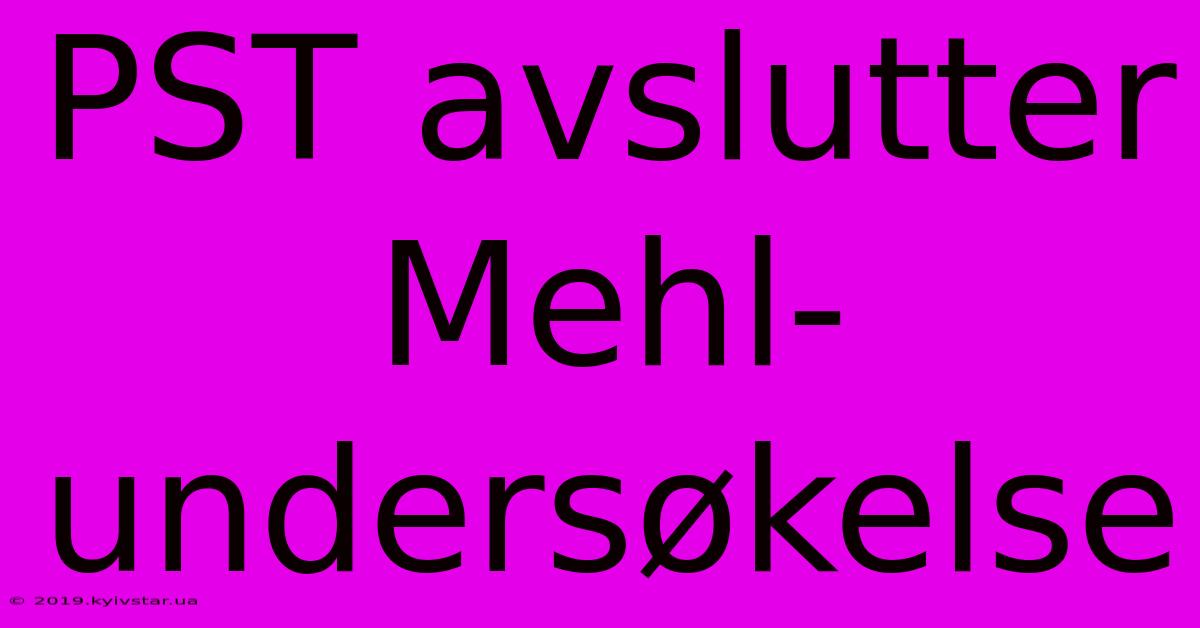 PST Avslutter Mehl-undersøkelse