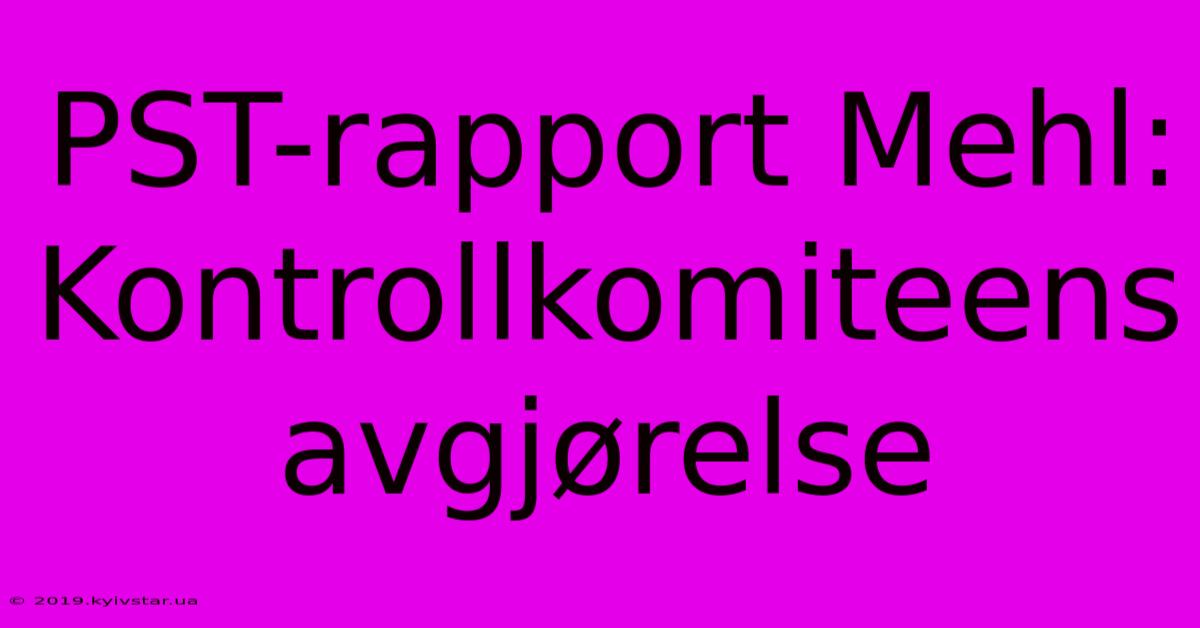 PST-rapport Mehl: Kontrollkomiteens Avgjørelse