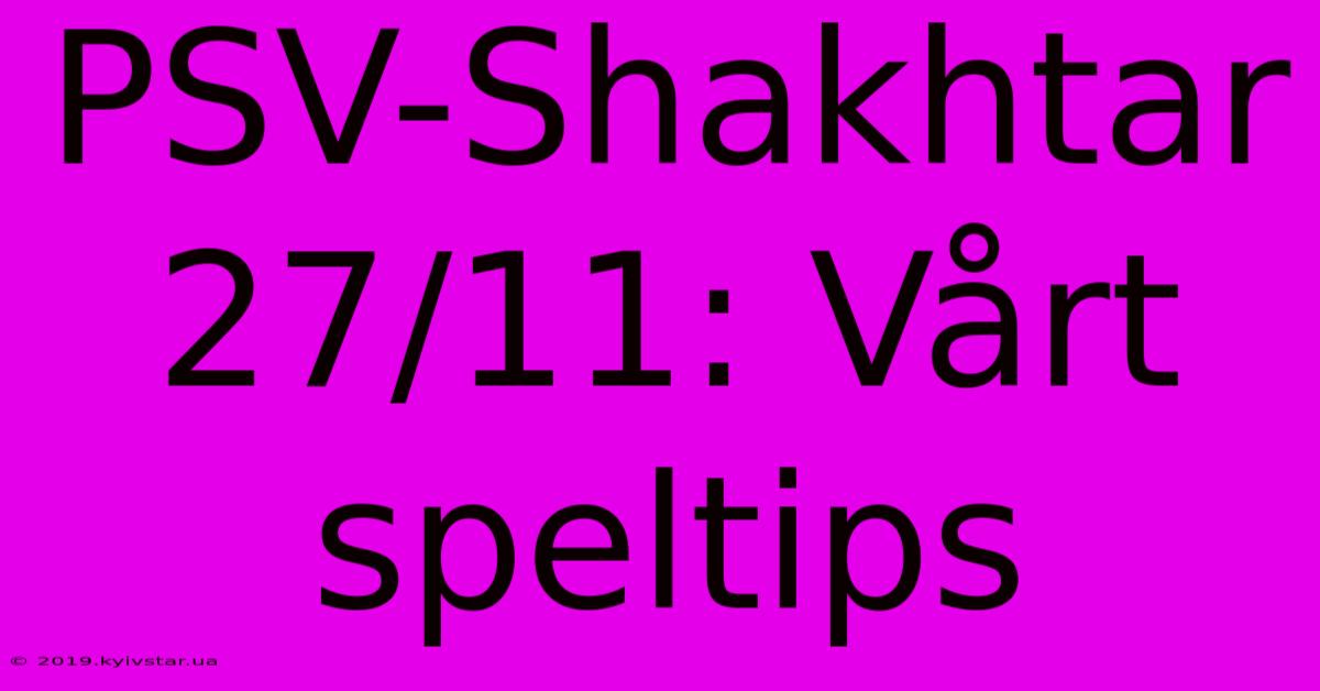 PSV-Shakhtar 27/11: Vårt Speltips