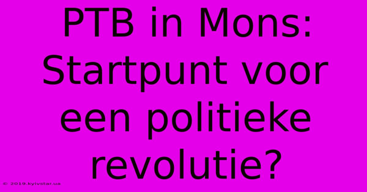 PTB In Mons: Startpunt Voor Een Politieke Revolutie? 