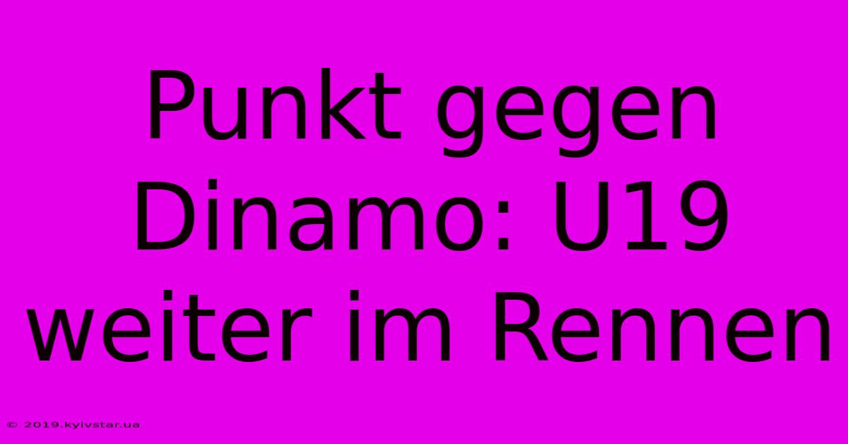 Punkt Gegen Dinamo: U19 Weiter Im Rennen