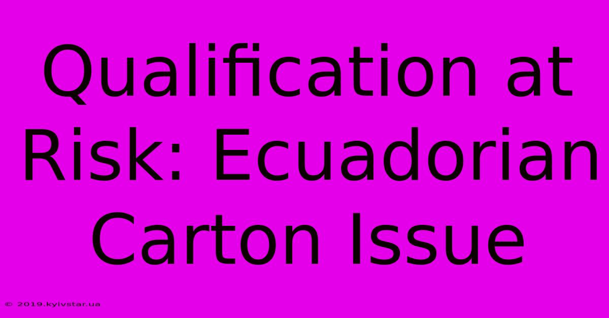 Qualification At Risk: Ecuadorian Carton Issue