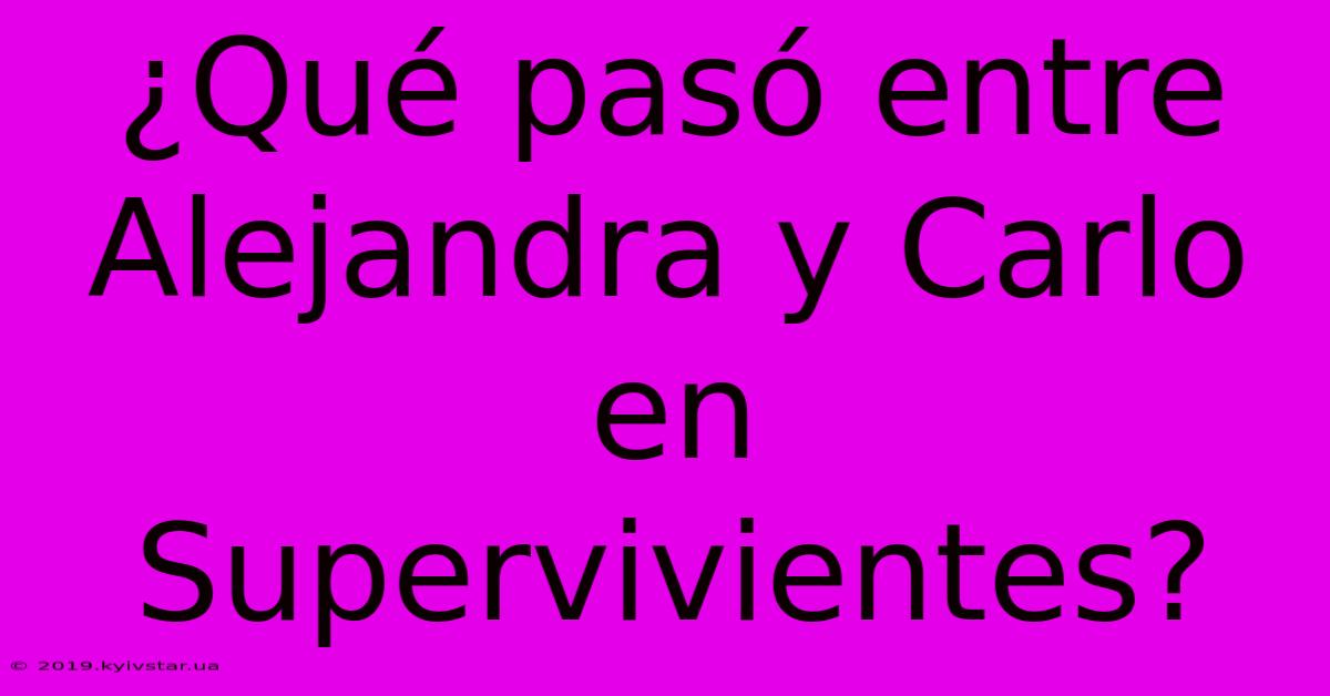 ¿Qué Pasó Entre Alejandra Y Carlo En Supervivientes?