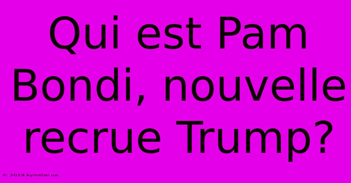 Qui Est Pam Bondi, Nouvelle Recrue Trump?