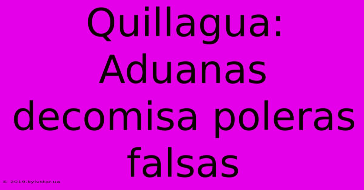 Quillagua: Aduanas Decomisa Poleras Falsas