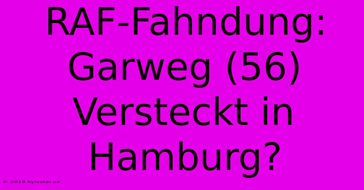 RAF-Fahndung: Garweg (56) Versteckt In Hamburg?