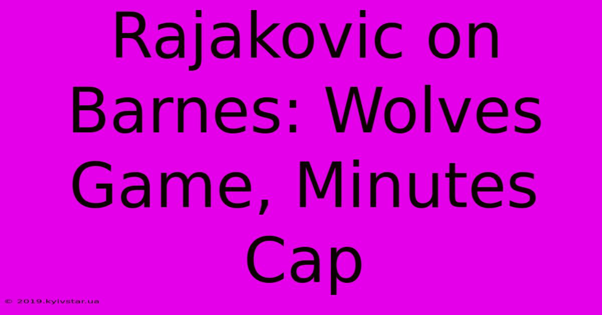 Rajakovic On Barnes: Wolves Game, Minutes Cap