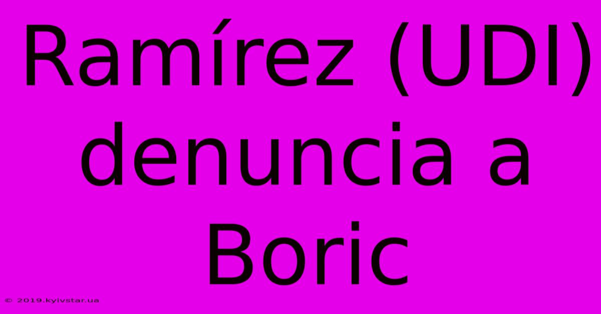 Ramírez (UDI) Denuncia A Boric