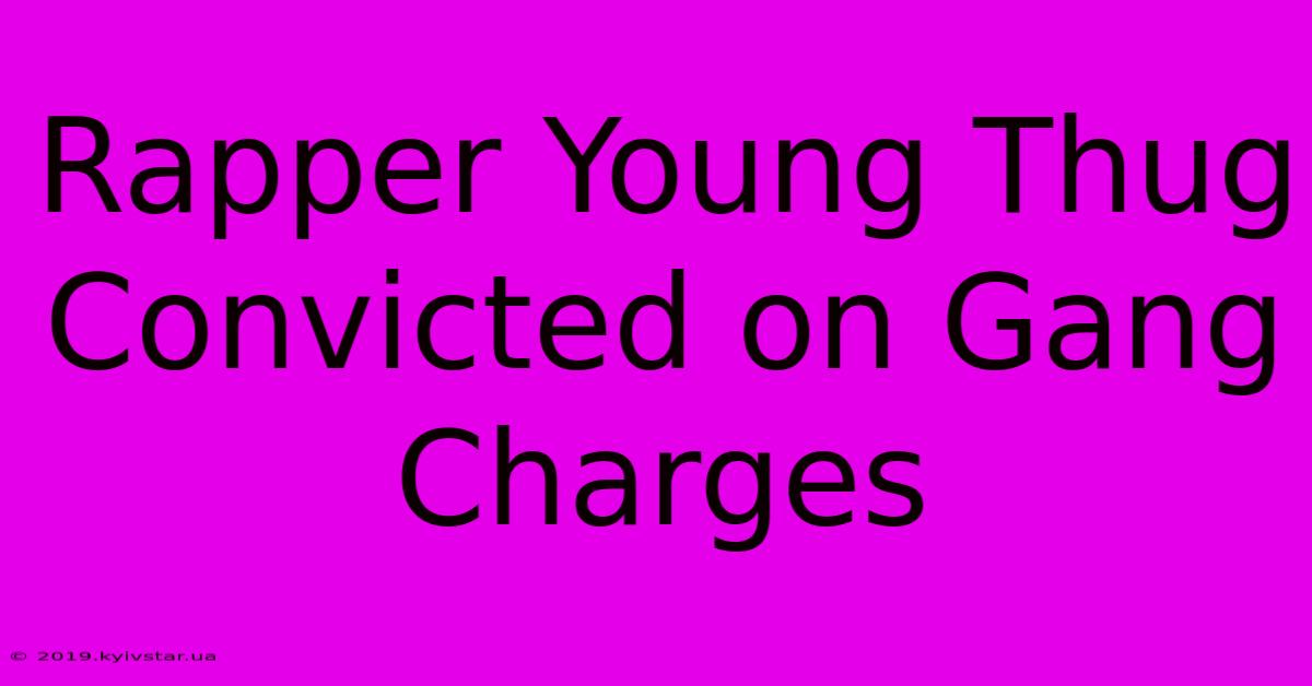 Rapper Young Thug Convicted On Gang Charges