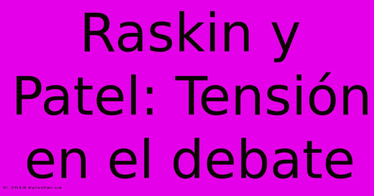 Raskin Y Patel: Tensión En El Debate