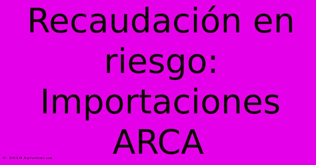 Recaudación En Riesgo: Importaciones ARCA