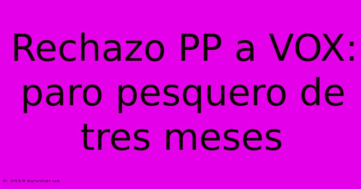 Rechazo PP A VOX: Paro Pesquero De Tres Meses