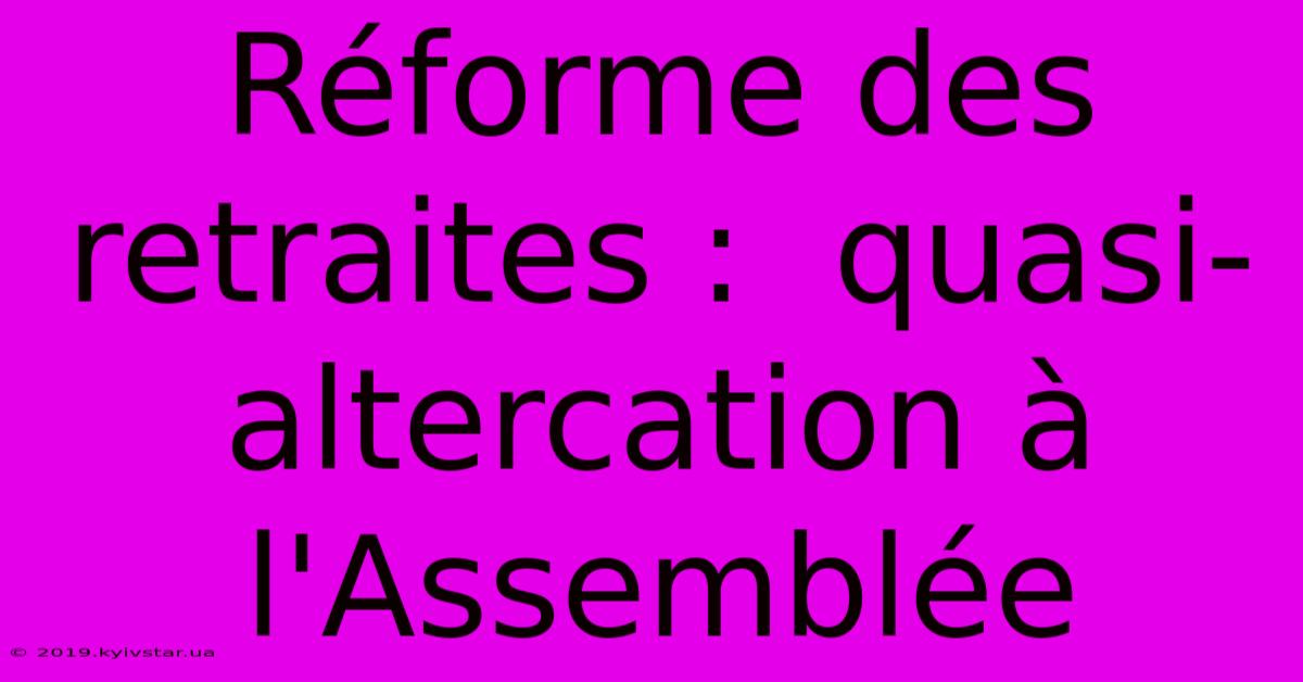 Réforme Des Retraites :  Quasi-altercation À L'Assemblée