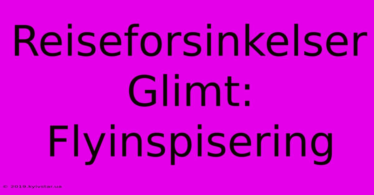 Reiseforsinkelser Glimt: Flyinspisering