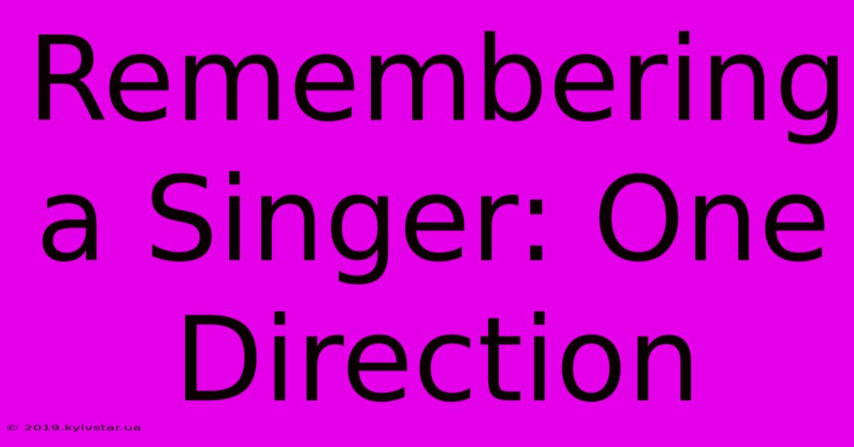 Remembering A Singer: One Direction