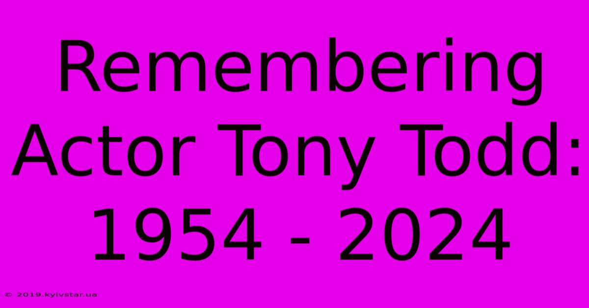 Remembering Actor Tony Todd: 1954 - 2024