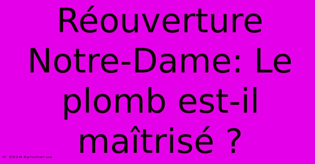 Réouverture Notre-Dame: Le Plomb Est-il Maîtrisé ?