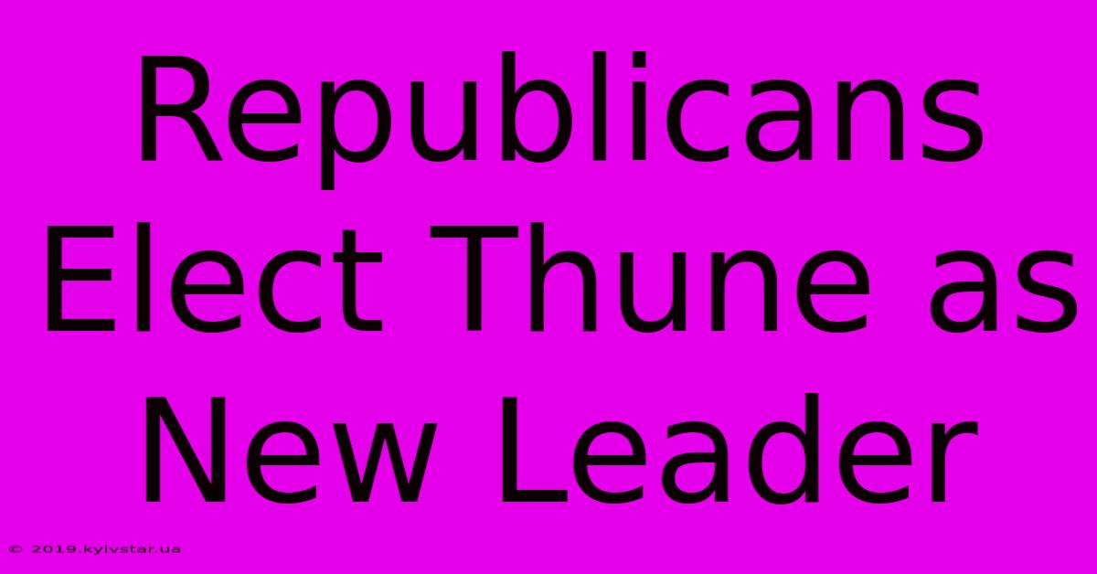 Republicans Elect Thune As New Leader