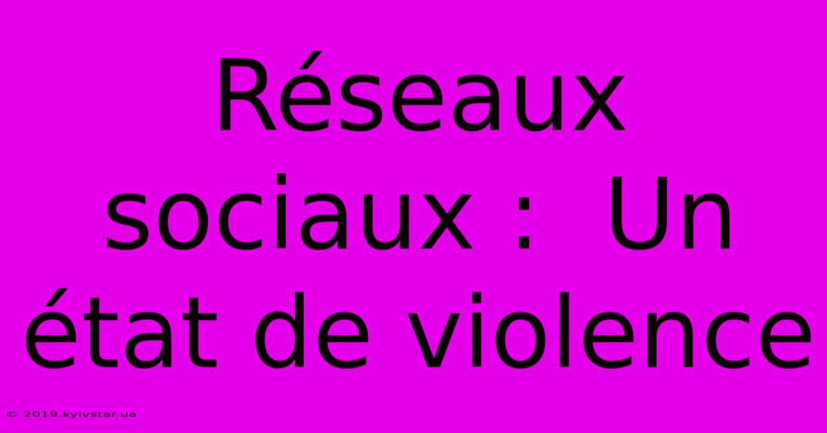 Réseaux Sociaux :  Un État De Violence