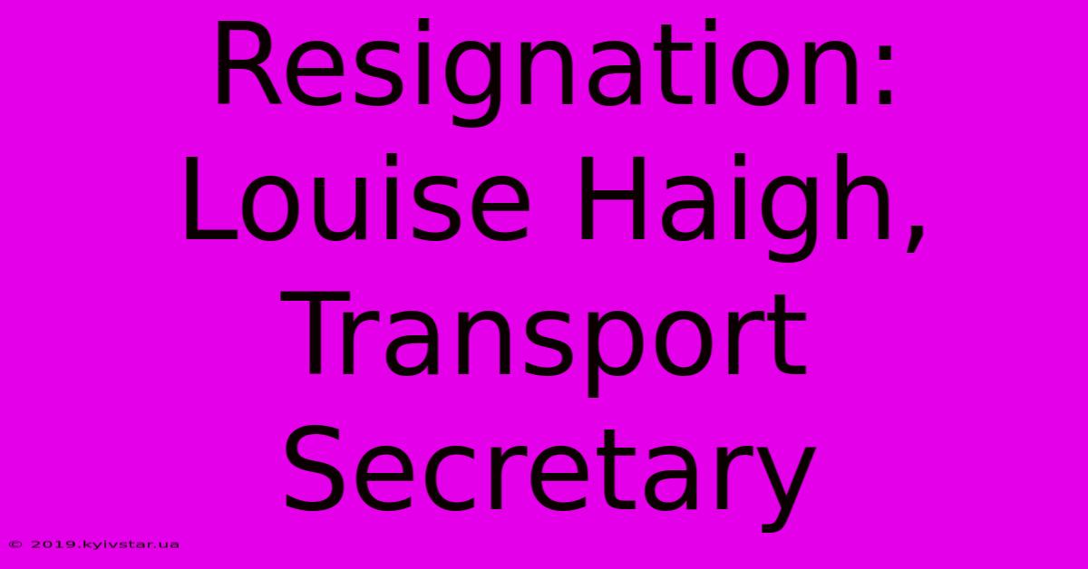 Resignation: Louise Haigh, Transport Secretary