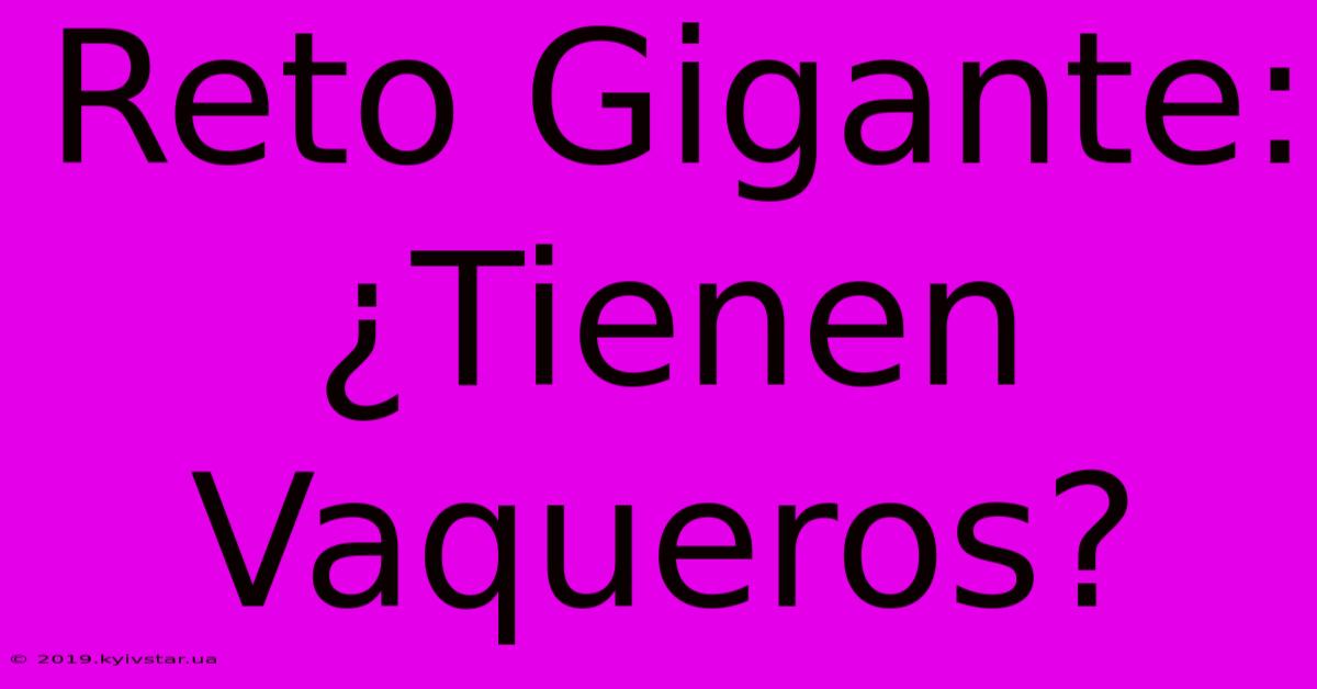 Reto Gigante: ¿Tienen Vaqueros?