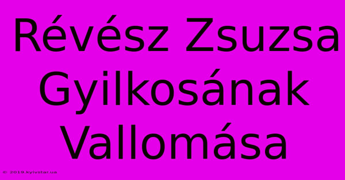 Révész Zsuzsa Gyilkosának Vallomása