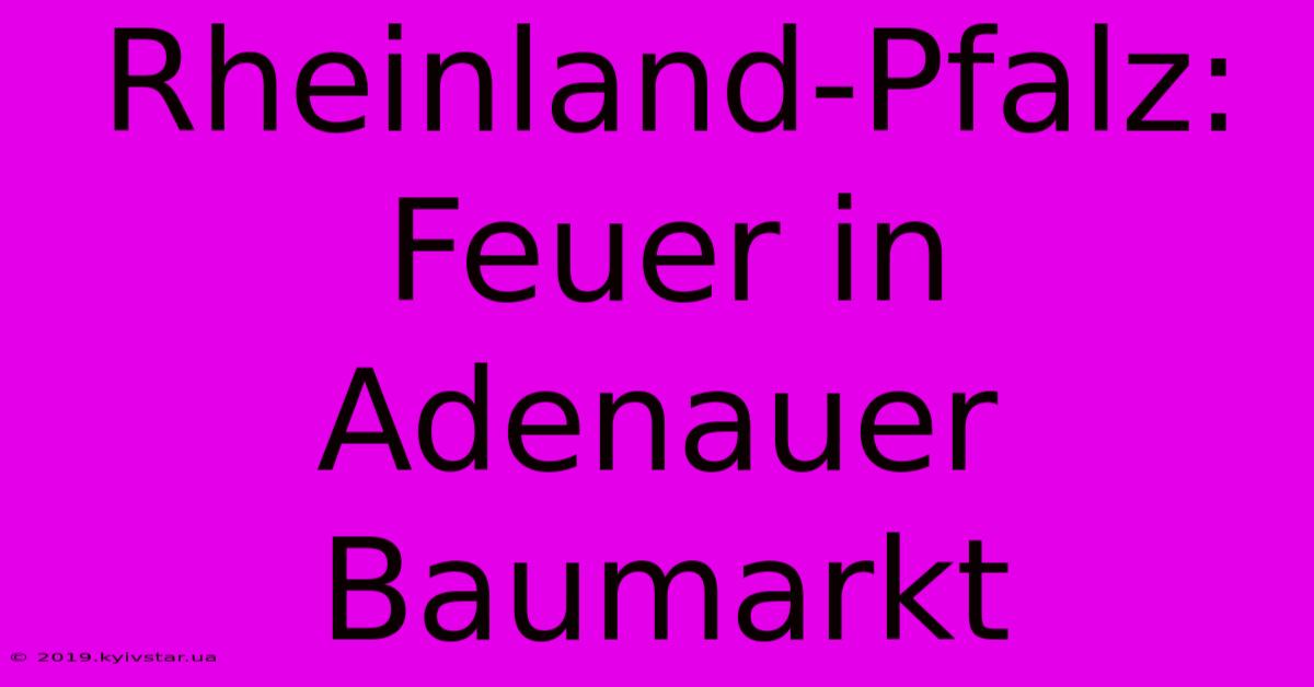 Rheinland-Pfalz: Feuer In Adenauer Baumarkt