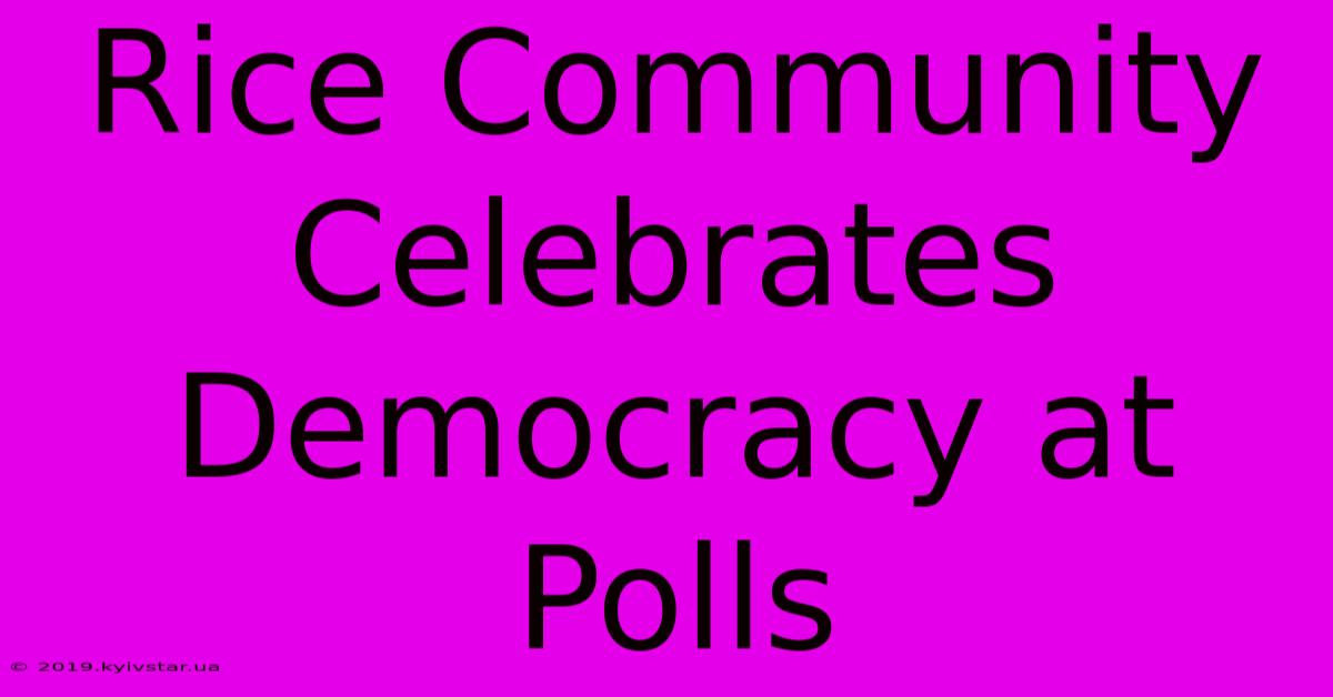 Rice Community Celebrates Democracy At Polls