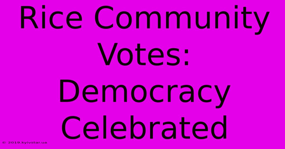 Rice Community Votes: Democracy Celebrated