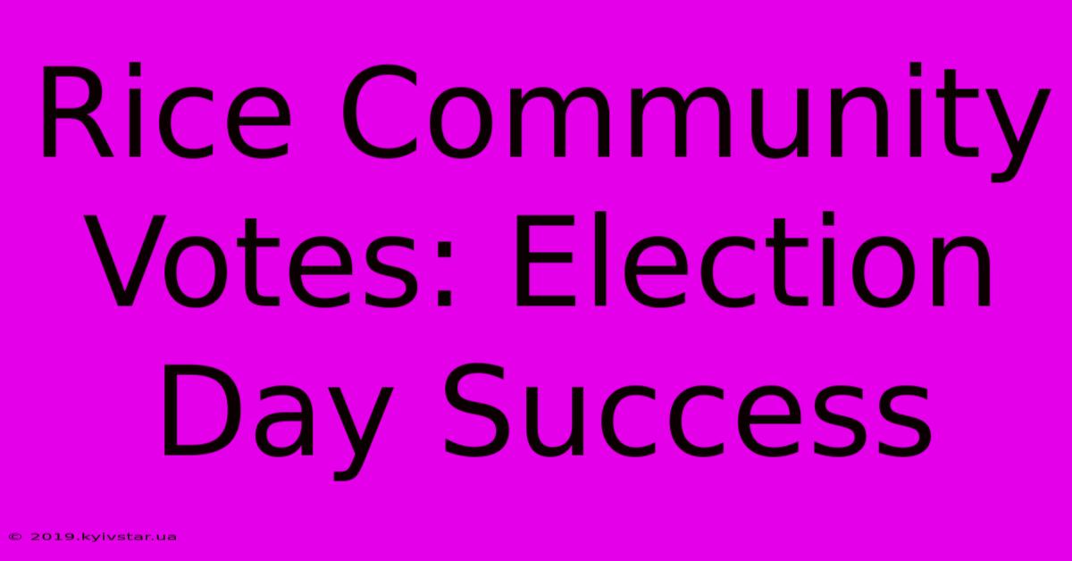 Rice Community Votes: Election Day Success 