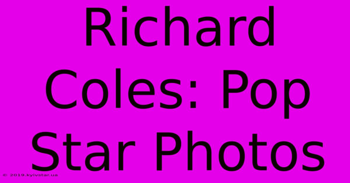 Richard Coles: Pop Star Photos