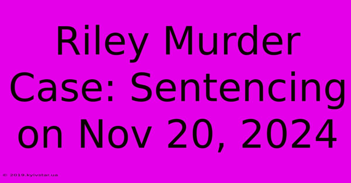 Riley Murder Case: Sentencing On Nov 20, 2024