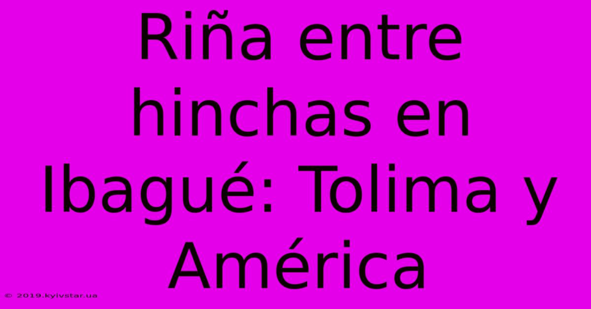 Riña Entre Hinchas En Ibagué: Tolima Y América