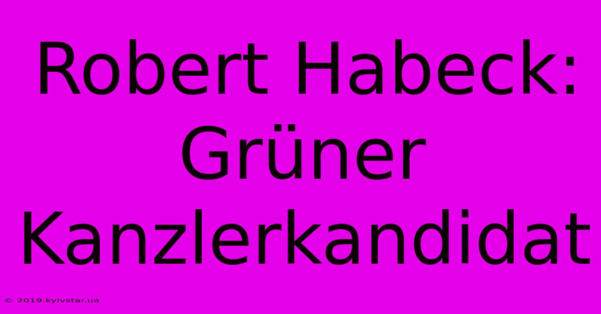 Robert Habeck: Grüner Kanzlerkandidat